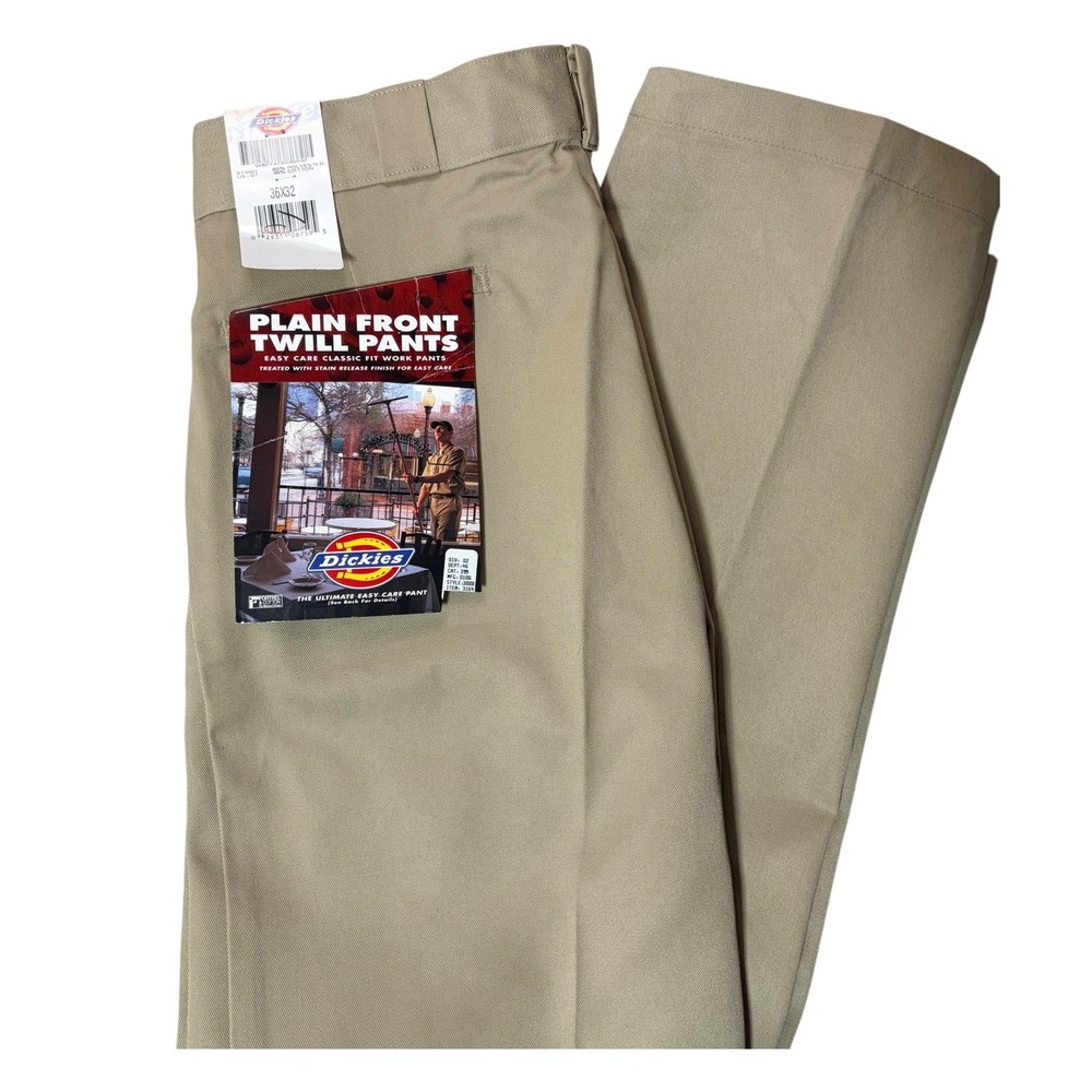 Dickies Twill Work‎ Pants 36x32 Khaki Plain Front Classic Fit 874KH NWT